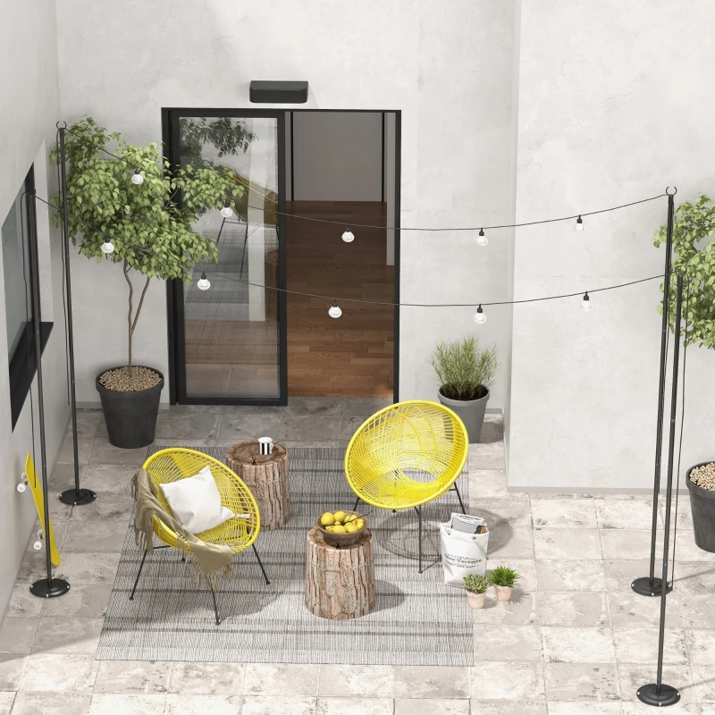 Outsunny 4 Pack of 8' String Light Poles, Steel Hanging Lighting Stand for Patio, Backyard, Deck, Wedding, Party, Black