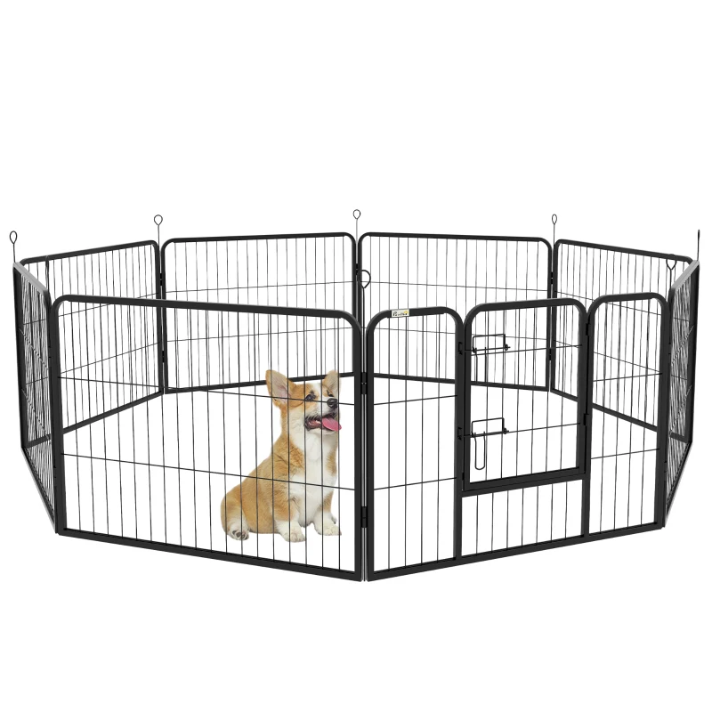 PawHut 8 Panel Heavy Duty Dog Playpen 23.5" Height for Small Medium Dogs