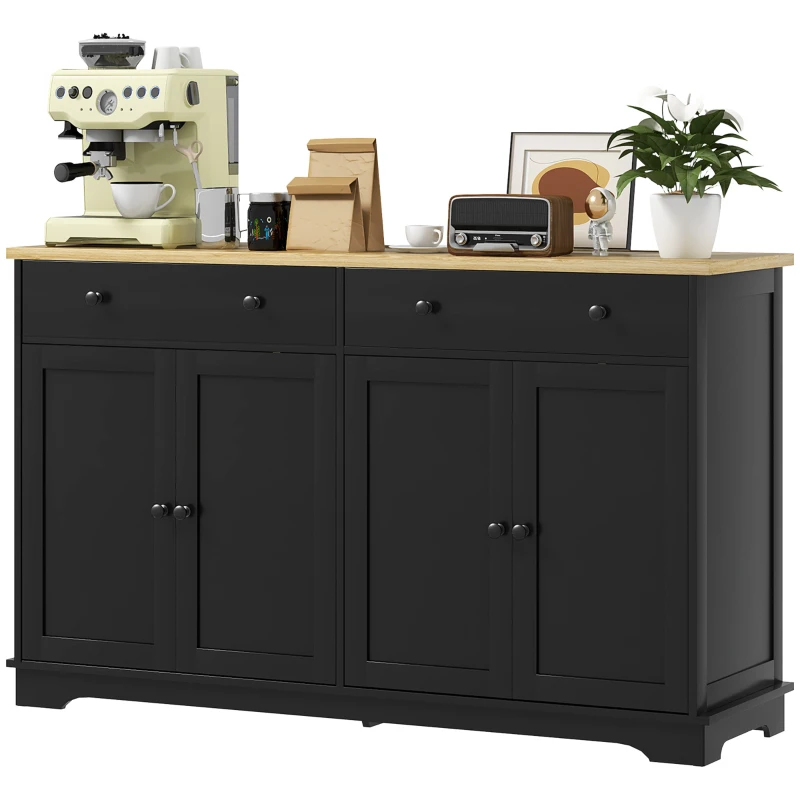 HOMCOM Modern Sideboard, Buffet Cabinet with Storage Drawers, Adjustable Shelves for Living Room, Dining Room, Entryway, Black