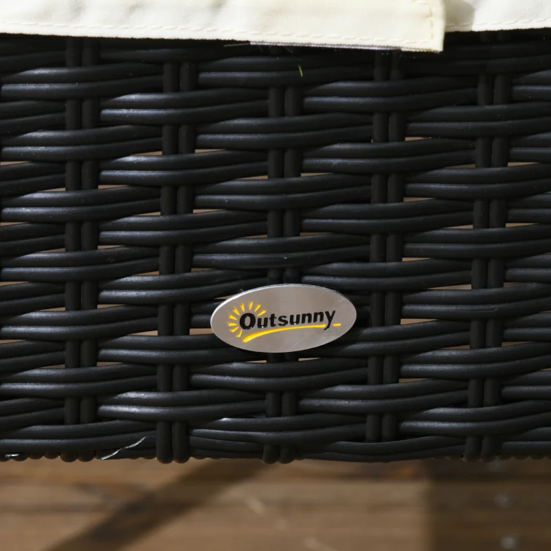 Outsunny 4 PE Rattan Outdoor Dining Chairs with Cushions, Patio Wicker Dining Chairs with Backrest, Black