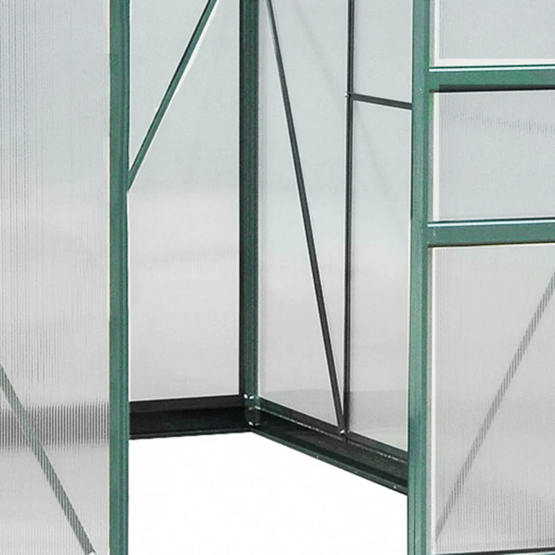 Outsunny 6' x 8' Outdoor Greenhouse with Rain Gutter and Roof Vent for Patio Backyard Dark Green