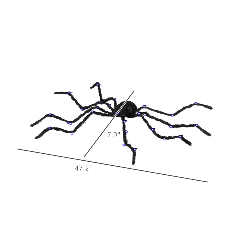 HOMCOM 3.25" Halloween Prop Light-up Oversized Spider, Outdoor Halloween Decoration with Light Up Bendable Legs