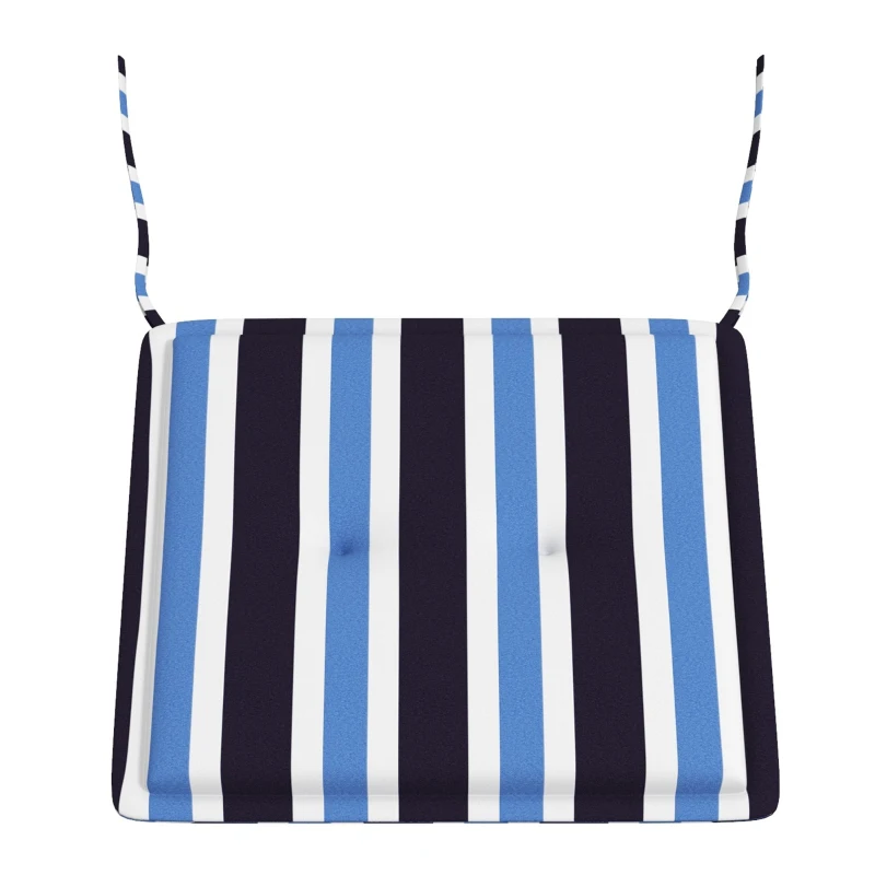 Outsunny 2-Piece Seat Cushion Replacement, Outdoor Patio Chair Cushions Set with Ties, Button Tufted, Blue White Strip