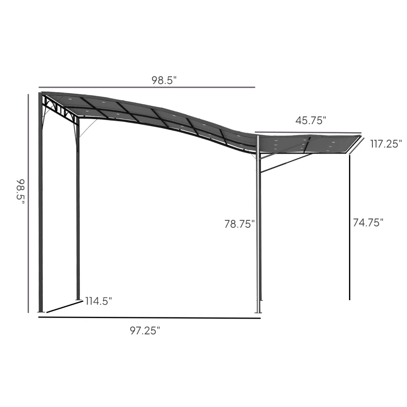 Outsunny 10' x 8' Outdoor Pergola and Patio Gazebo for Garden, Camper, Deck, Doors and Windows, Dark Gray