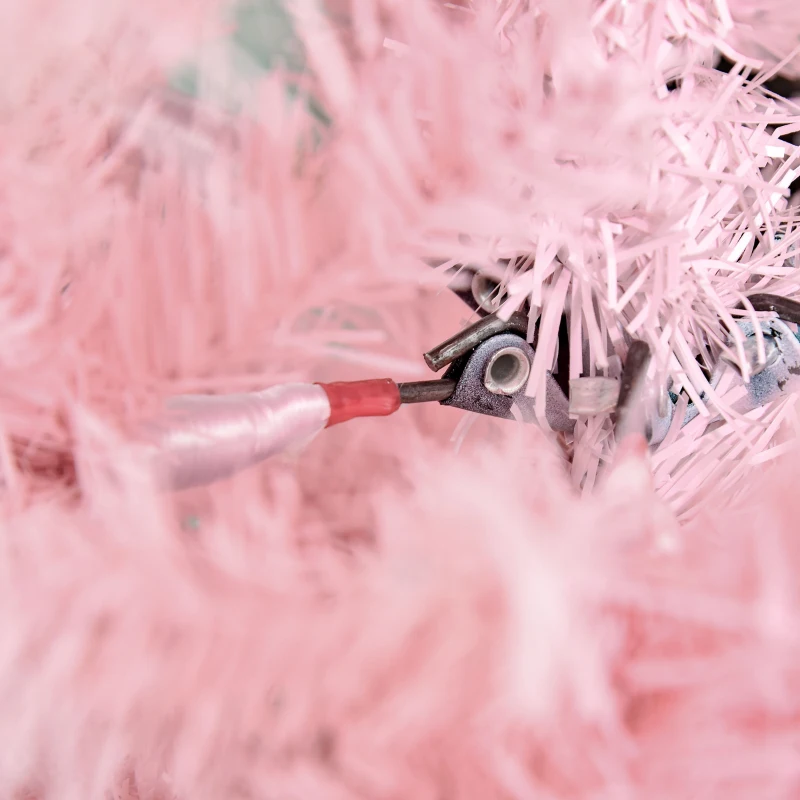 HOMCOM 6FT Pop-up Artificial Christmas Tree Holiday Xmas Holiday Pencil Tree Decoration with Automatic Open for Home Party, Pink