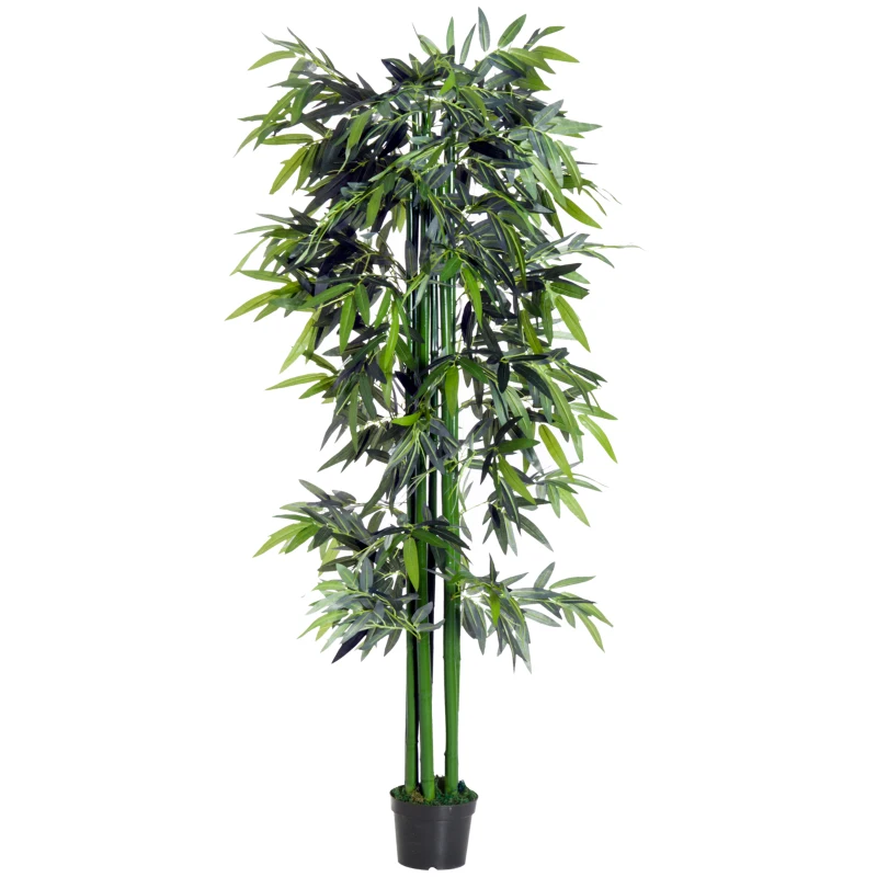 Outsunny 6FT Artificial Bamboo Tree Fake Decorative Plant with Nursery Pot for Indoor Décor