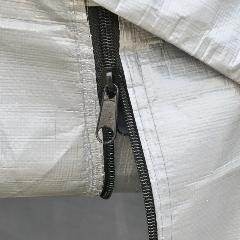 Outsunny 6' x 8' Carport Portable Garage, Heavy Duty Storage Tent, Patio Storage Shelter w/ Anti-UV PE Cover and Double Zipper Doors, for Motorcycle Bike Garden Tools, Light Gray