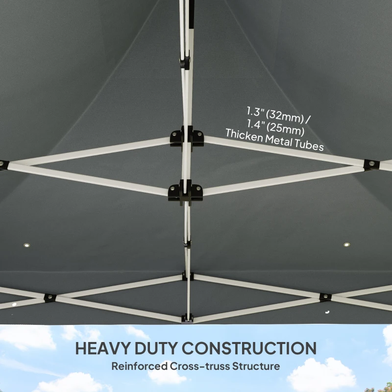 Outsunny 10' x 10' Heavy Duty Pop Up Canopy Tent with Sidewall, UPF50+ Instant Sun Shelter with Storage Pockets, Gray