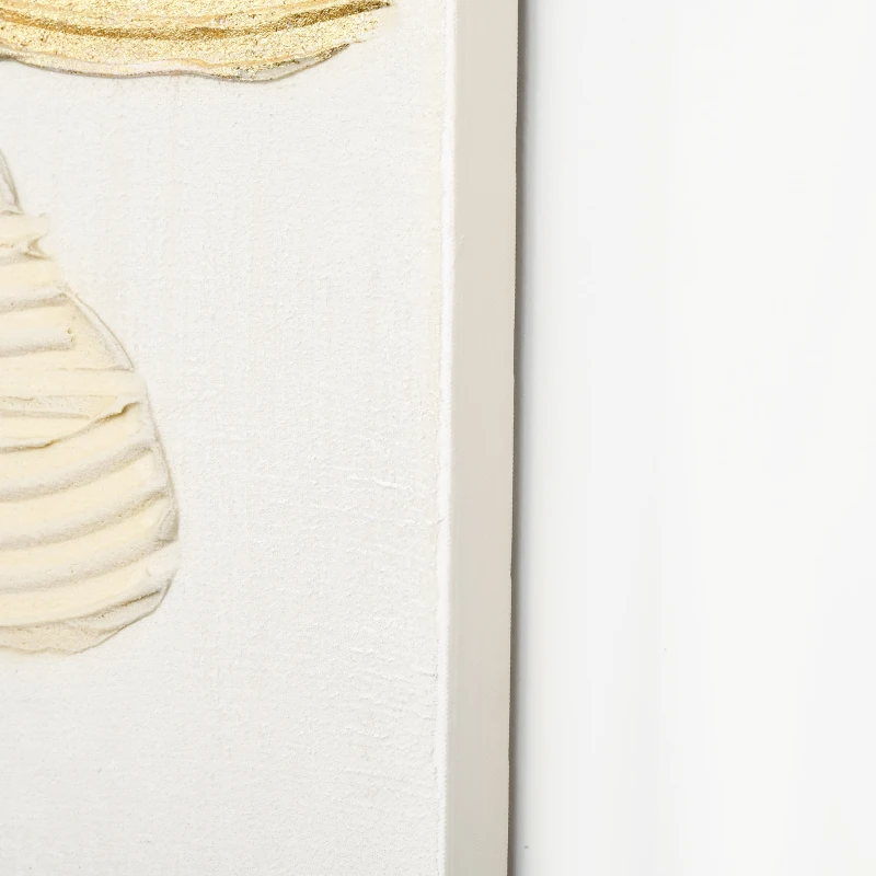 HOMCOM Hand-Painted Canvas Wall Art for Living Room Bedroom, Painting Gold Ginkgo Leaves, 39.25" x 31.5"