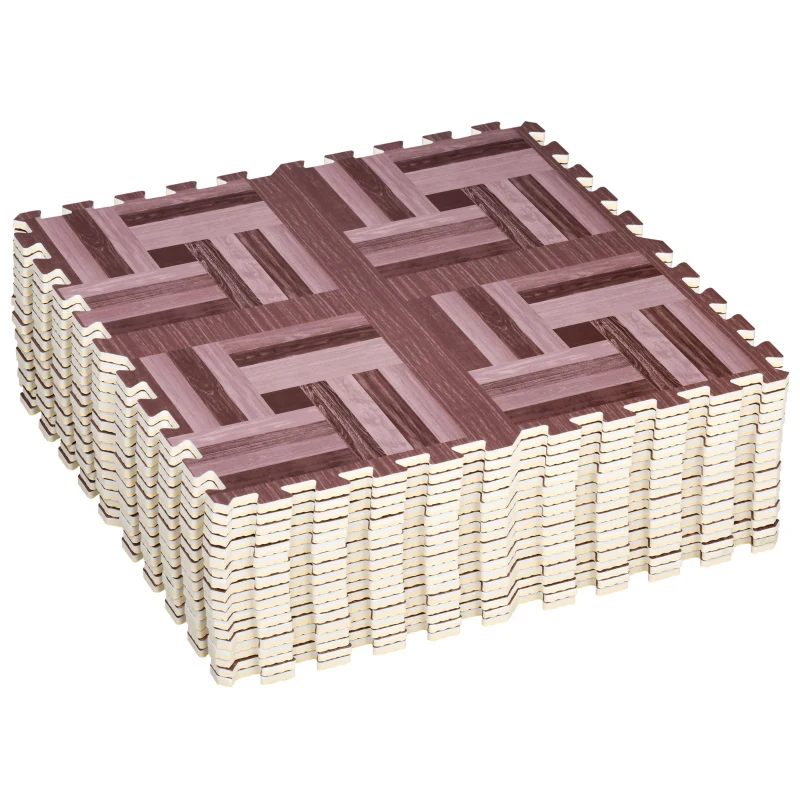 HOMCOM Soft Wood Grain EVA Foam Interlocking Floor Mats 72 Square Feet Exercise Workout Mat Kid Play Mat 18pcs
