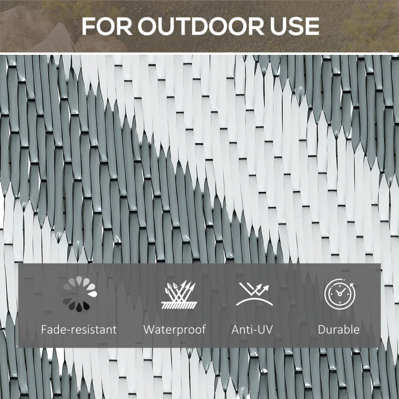 Outsunny Reversible Outdoor RV Rug, Patio Floor Mat, 5' x 8' Plastic Straw Rug for Backyard, Deck, Beach, Camping, Grey & White