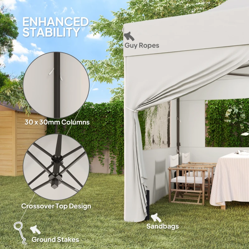 Outsunny 10' x 10' Pop Up Canopy Tent with Sidewalls, Instant Sun Shelter, Height Adjustable, with Wheeled Bag and Sand Bags
