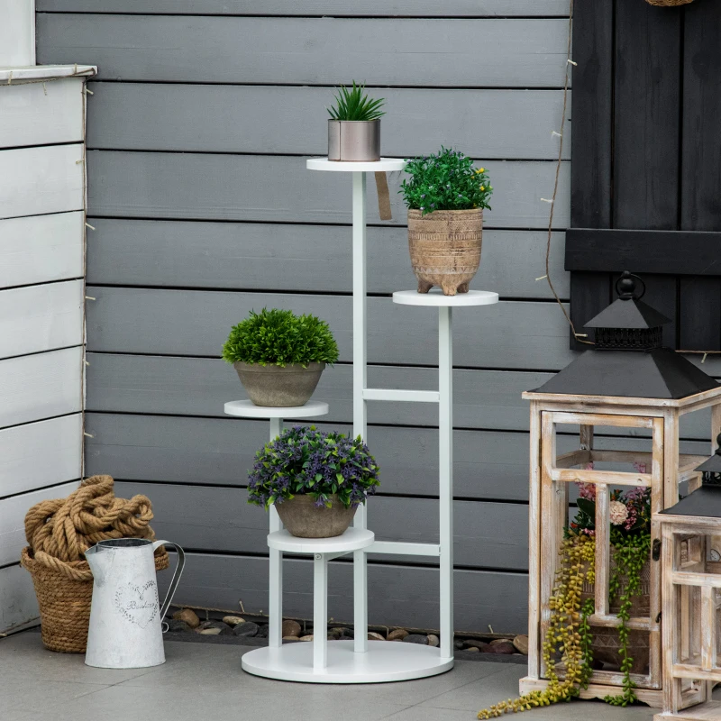 Outsunny 5 Tiered Tall Plant Stand, Corner Plant Shelf, Multiple Flower Pot Display Rack Storage Organizer w/ Anti-tip Strap for Living Room Porch Balcony  Indoor Outdoor