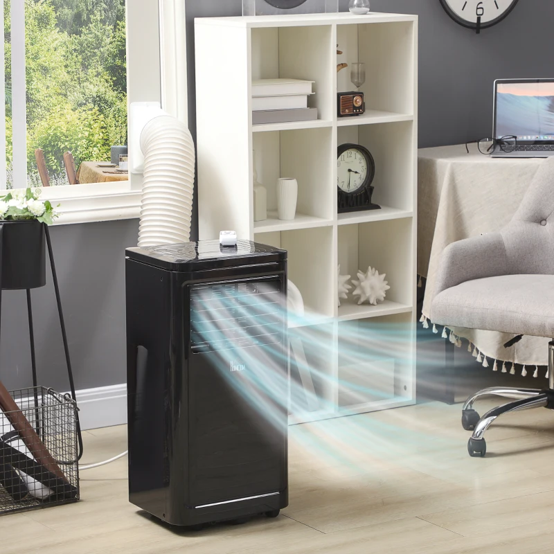 HOMCOM 10000 BTU Portable Air Conditioner Fan w/ Remote for Rooms Up to 441 Sq. Ft., Evaporative Cooler AC Unit Black