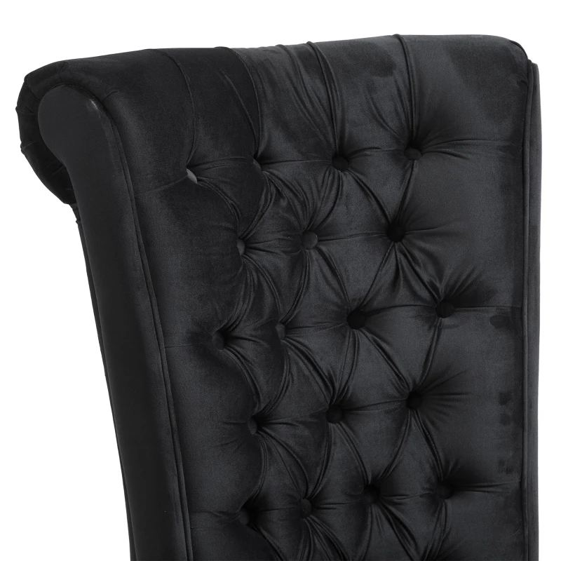 HOMCOM Retro High Back Armless Royal Accent Chair Fabric Upholstered Tufted Seat for Living Room, Dining Room and Bedroom, Black