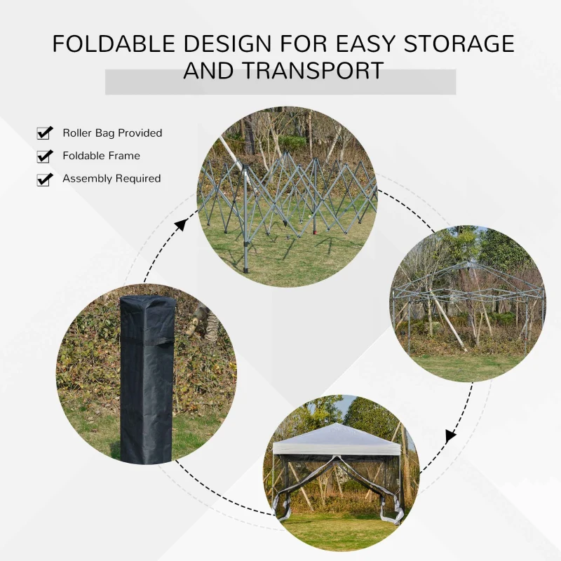 Outsunny 10' x 10' Pop-Up Canopy Tent Outdoor Party Tent, 3-Level Adjustable Height, Silver