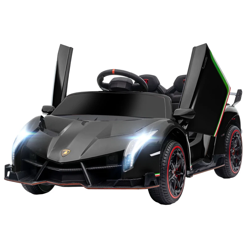 Aosom 12V Electric Ride on Car with Butterfly Doors, 4.3Mph Kids Ride-on Toy for Boys and Girls with Remote Control, Horn Honking, Music, Lights, Black