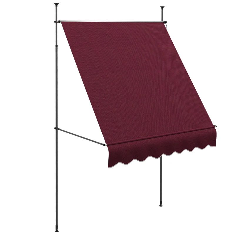 Outsunny 6.5' x 4' Manual Retractable Awning, Non-Screw Freestanding Patio Awning, UV Resistant, for Window or Door, Wine Red