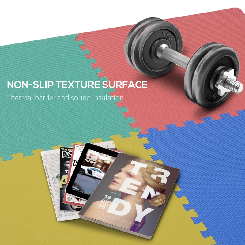 HOMCOM 54pcs EVA Foam Interlocking Tiles Exercise Gym Mat Non-Skid 209sq.ft Multi-Color