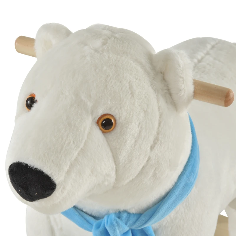 Qaba Kids Ride On Rocking Horse with Soft Polar Bear Body, Fun Roaring Sound, & Safety Handlebars/Footrests