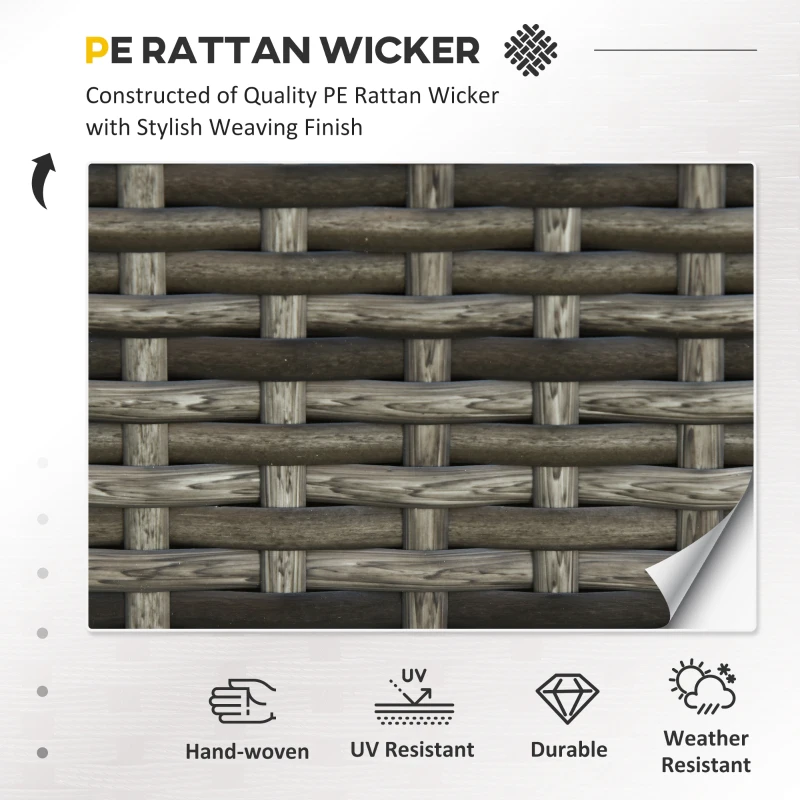 Outsunny 2 Seat Patio Loveseat Deluxe Wicker Sofa Chair Outdoor Rattan Furniture Couch All Weather with Cushion for Balcony, Deck, Garden and Poolside, Grey