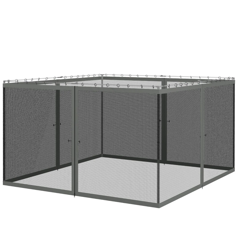 Outsunny Replacement Mosquito Netting for Gazebo 12' x 12' Black Screen Walls for Canopy with Zippers