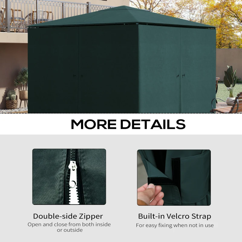 Outsunny 10' x 10' Universal Gazebo Sidewall Set with 4 Panels, Hooks/C-Rings Included for Pergolas & Cabanas, Slate Grey