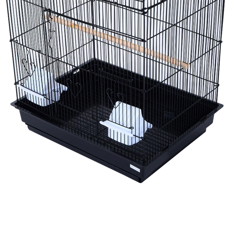 PawHut 36" Metal Indoor Bird Cage Starter Kit With Tray and Accessories - Black