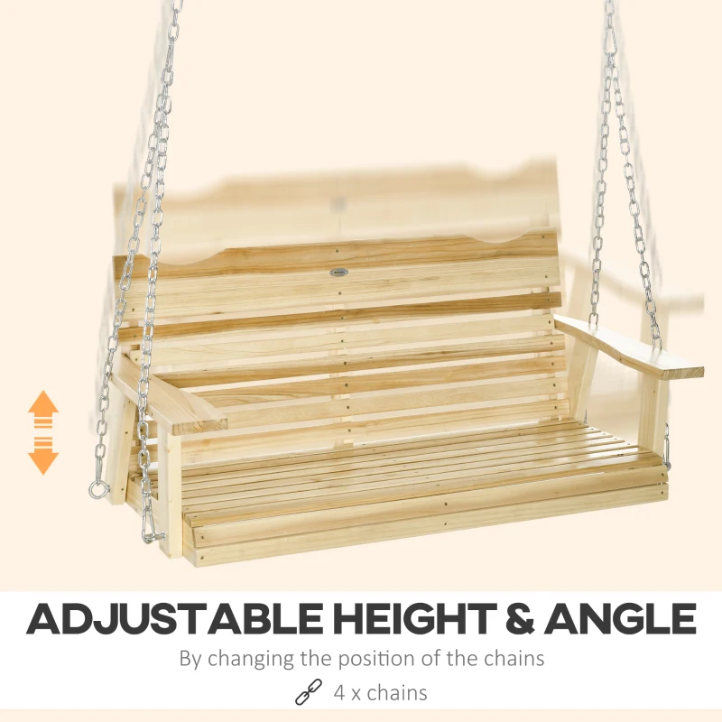 Outsunny 2-Seater Porch Swing, Hanging Outdoor Swing Bench with Metal Chains and Wide Armrests, for Deck, Patio, Garden, Backyard