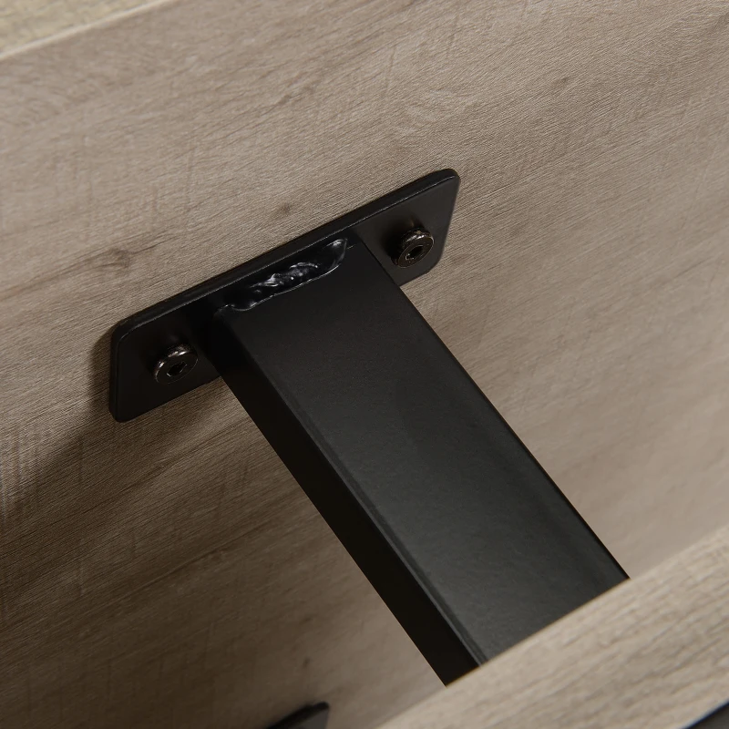 HOMCOM Home Office Computer Desk with Drawer and Storage Cabinet,  PC Workstation with Metal Frame, Writing Table, Oak