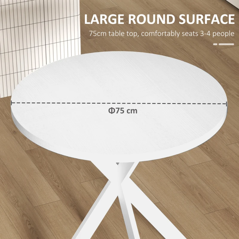 HOMCOM 29" Dining Table, Contemporary Round Kitchen Table with Steel Legs, White