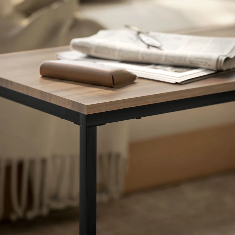 HOMCOM Nesting Coffee Table Set of 3, Modern End Tables with Black Metal Frame for Living Room Home Furniture, Brown