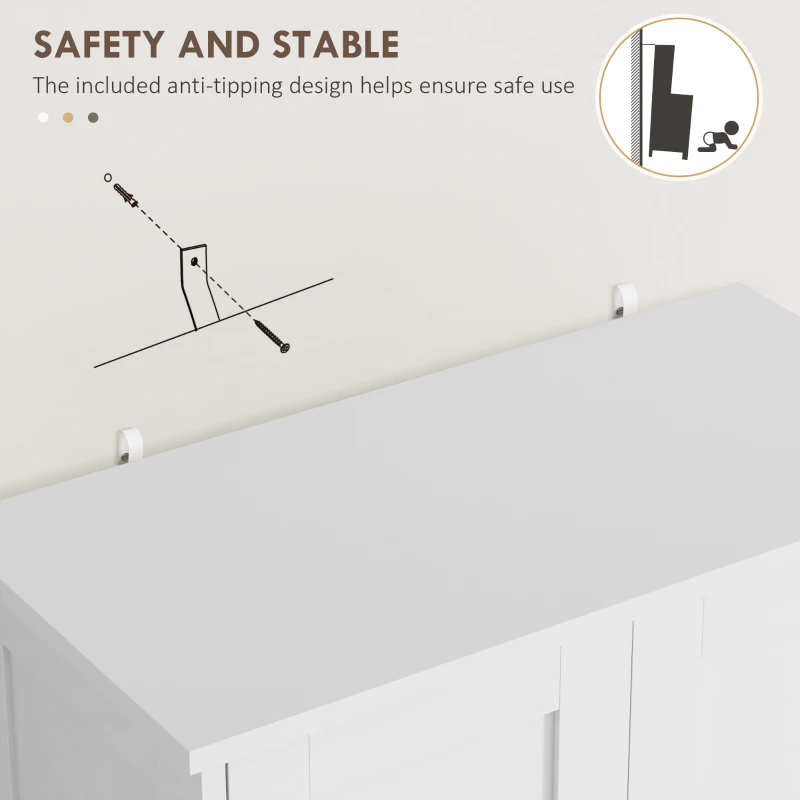 HOMCOM 50.5" Kitchen Storage Cabinet, Modern Kitchen Pantry Cabinet with 4 Doors, Drawer, Adjustable Shelf, White