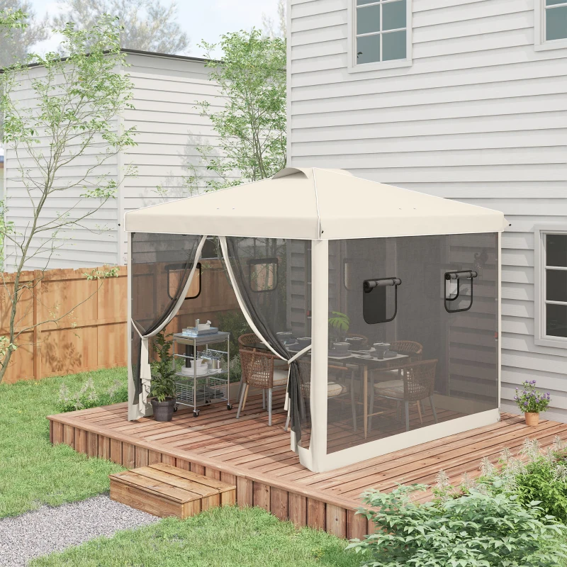 Outsunny 10' x 10' Pop Up Canopy Tent, Instant Sun Shelter with Netting, Windows and Carry Bag, Height Adjustable