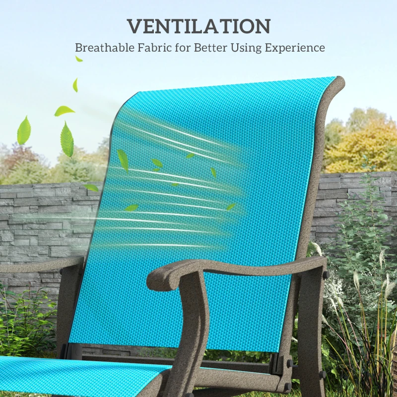 Outsunny Outdoor Glider Chair Patio Glider Swing Chair with Mesh Seat, Steel Frame for Backyard, Garden, Porch, Blue