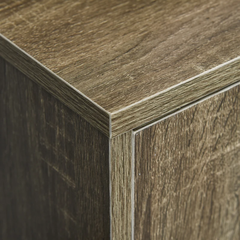 HOMCOM Microwave Cart on Wheels Utility Trolley Storage Sideboard Bookcase with 2-door Cabinet, Grey Wood Grain