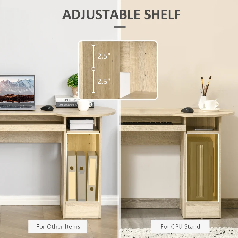 HOMCOM Computer Desk with Storage, Home Office Laptop Table with Shelves and Drawers, Modern Workstation Desk with Keyboard Tray