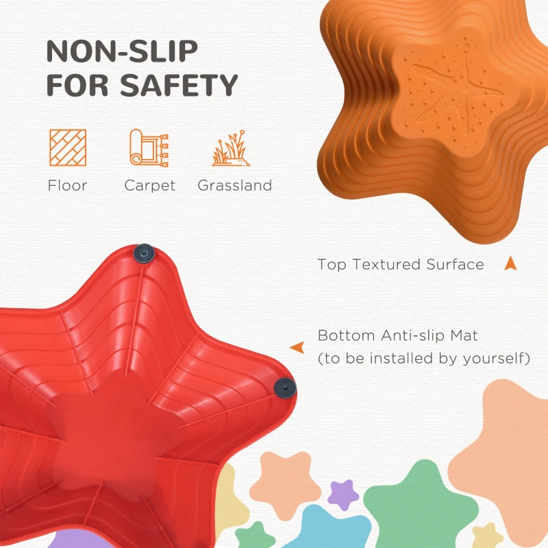 Outsunny 11PCs Larger Size Balance Stepping Stones for Kids with Non-slip Bottom, Stackable Obstacle Course Outdoor Indoor, Play River Rocks with Starfish Style