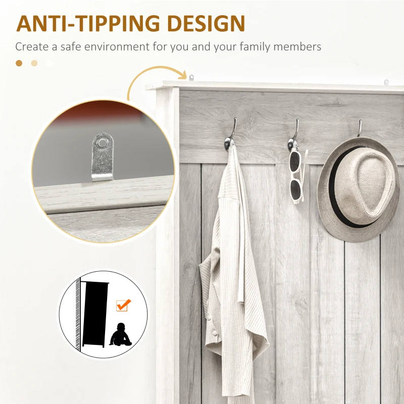 HOMCOM Hall Tree with Shoe Storage Bench Entryway Bench for Living Room, Distressed White