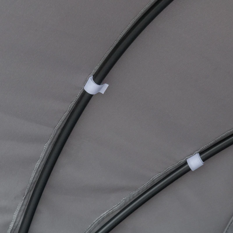 Outsunny 2 Pcs Rattan Outdoor Daybed with Retractable Canopy, Wicker Round Patio Daybed Set with Cushions & Pillows, Mixed Grey