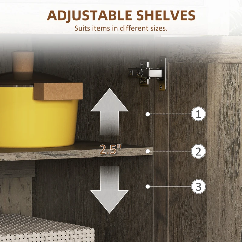 HOMCOM 67" Buffet with Hutch, Modern Kitchen Pantry, Freestanding Cabinet with Glass Doors, Shelves and Drawers, Gray