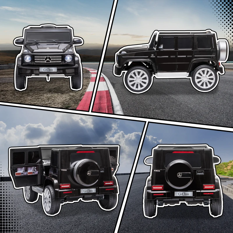 Aosom 12V Mercedes Benz G500 Licensed Kids Electric Car with Remote Control, Headlights, Music, Suspension, Storage, Black(m-8)