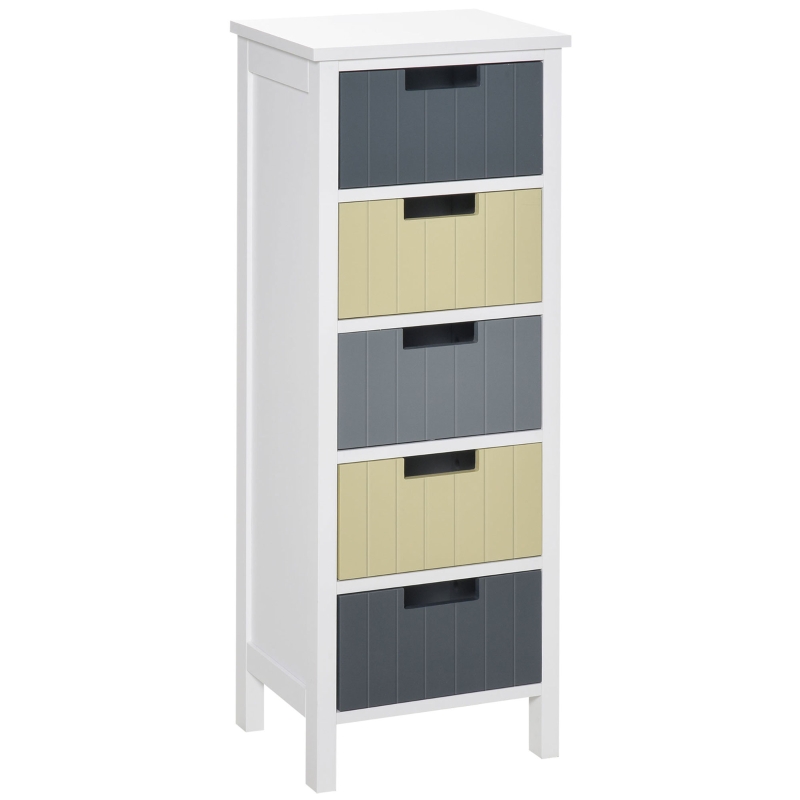 HOMCOM 5-Drawer Dresser, Chest of Drawers, Tower Storage Cabinet for Living Room, Bathroom, Entryway