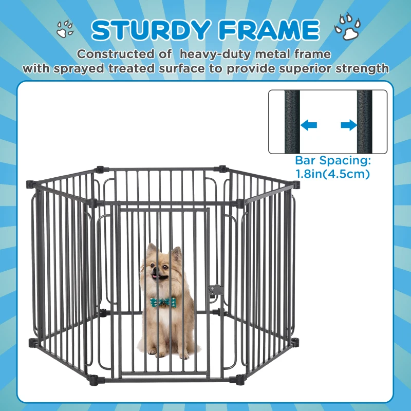 PawHut 48" x 41" Heavy-Duty Metal Dog Playpen, Outdoor Pet Cage Kennel, Puppy Exercise Fence Barrier with Weather-Resistant Polyester Roof, Locking Door, & Metal Frame