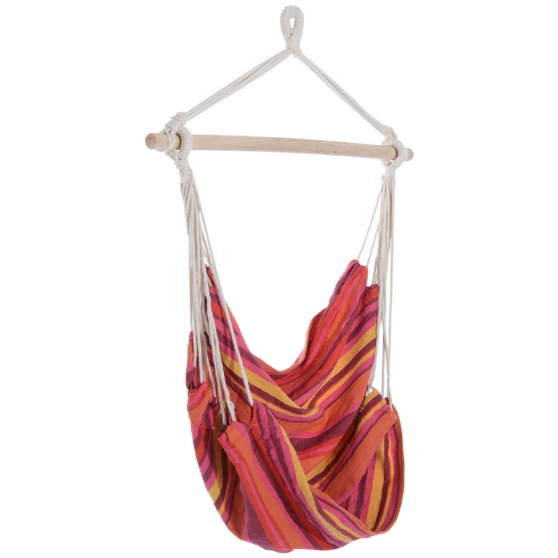 Outsunny Patio Hanging Hammock Chair, Porch Camping Hammock Swing Seat with Spreader Bar for Outdoor Garden Yard (Yellow, Red, Brown, Cotton)