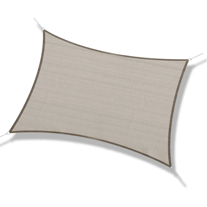 Outsunny 16' x 20' Sun Shade Sail Canopy Outdoor Shade Sail Cloth for Patio Deck Yard with D-Rings and Rope Included, Light Brown