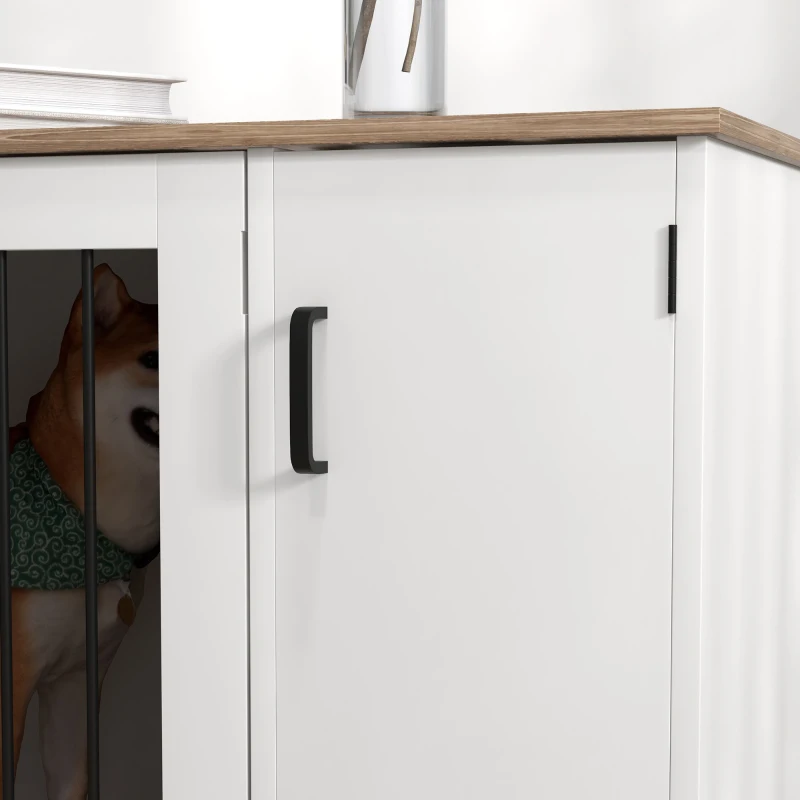 PawHut Dog Crate Furniture Side End Table Indoor w/ Storage, Double Doors