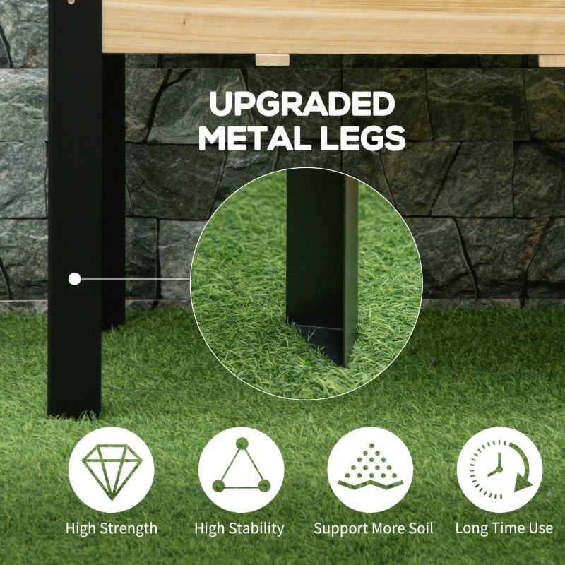 Outsunny 32'' x 24'' x 29'' Raised Garden Bed, Metal Legs Elevated Planter Box for Backyard, Patio to Grow Vegetables, Herbs, and Flowers