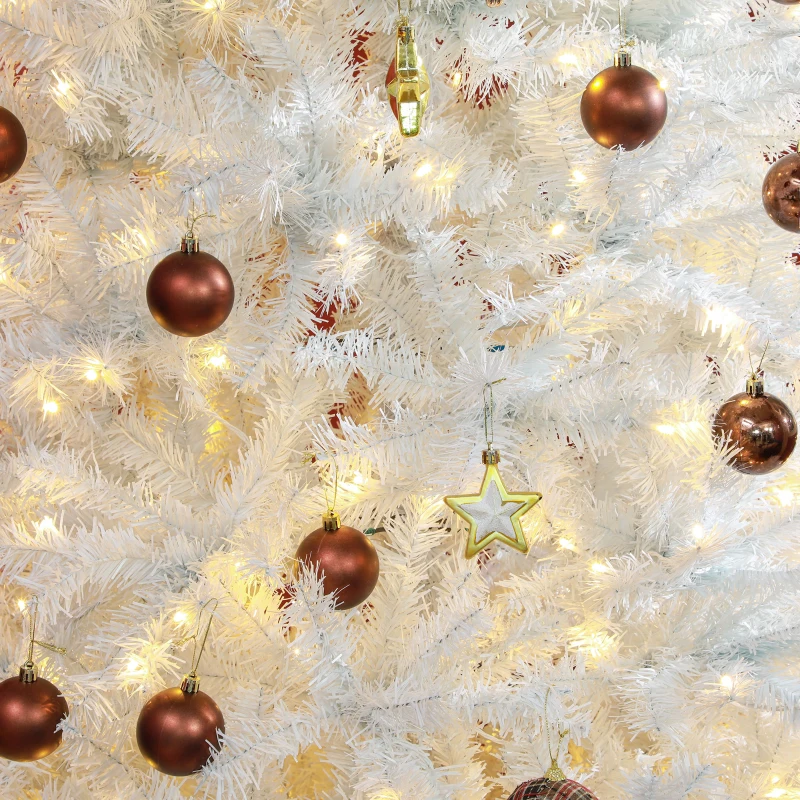 HOMCOM 7.5 FT Tall PreLit Artificial Christmas Tree with Realistic Branches, 500 Warm White LED Lights and 1346 Tips, White