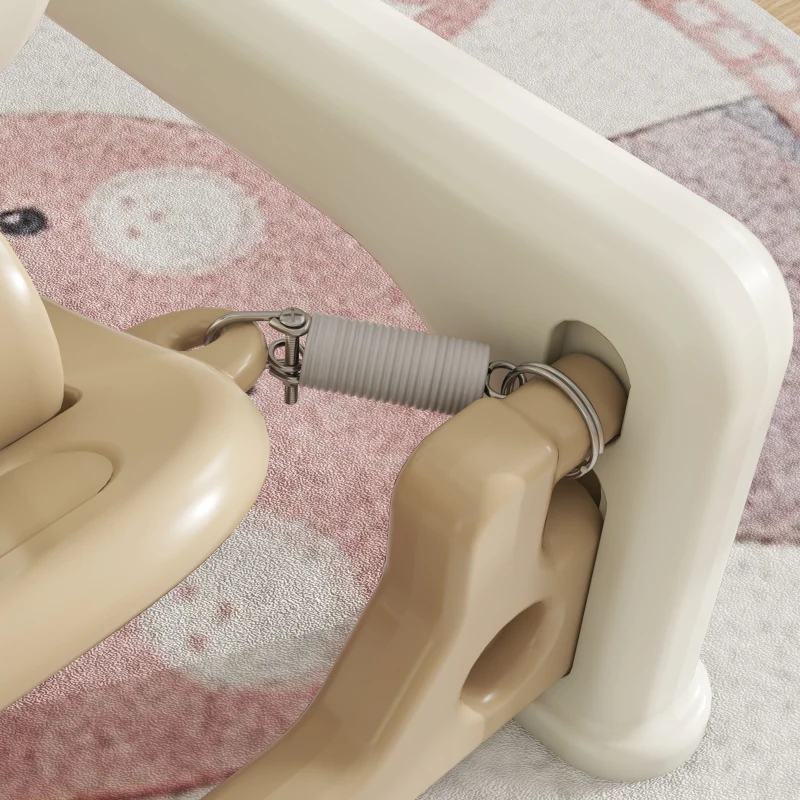 Qaba 5 in 1 Rocking Horse for Toddlers 1-6 Years with Detachable Balance Board, Push Handle, Footrest, Cream White